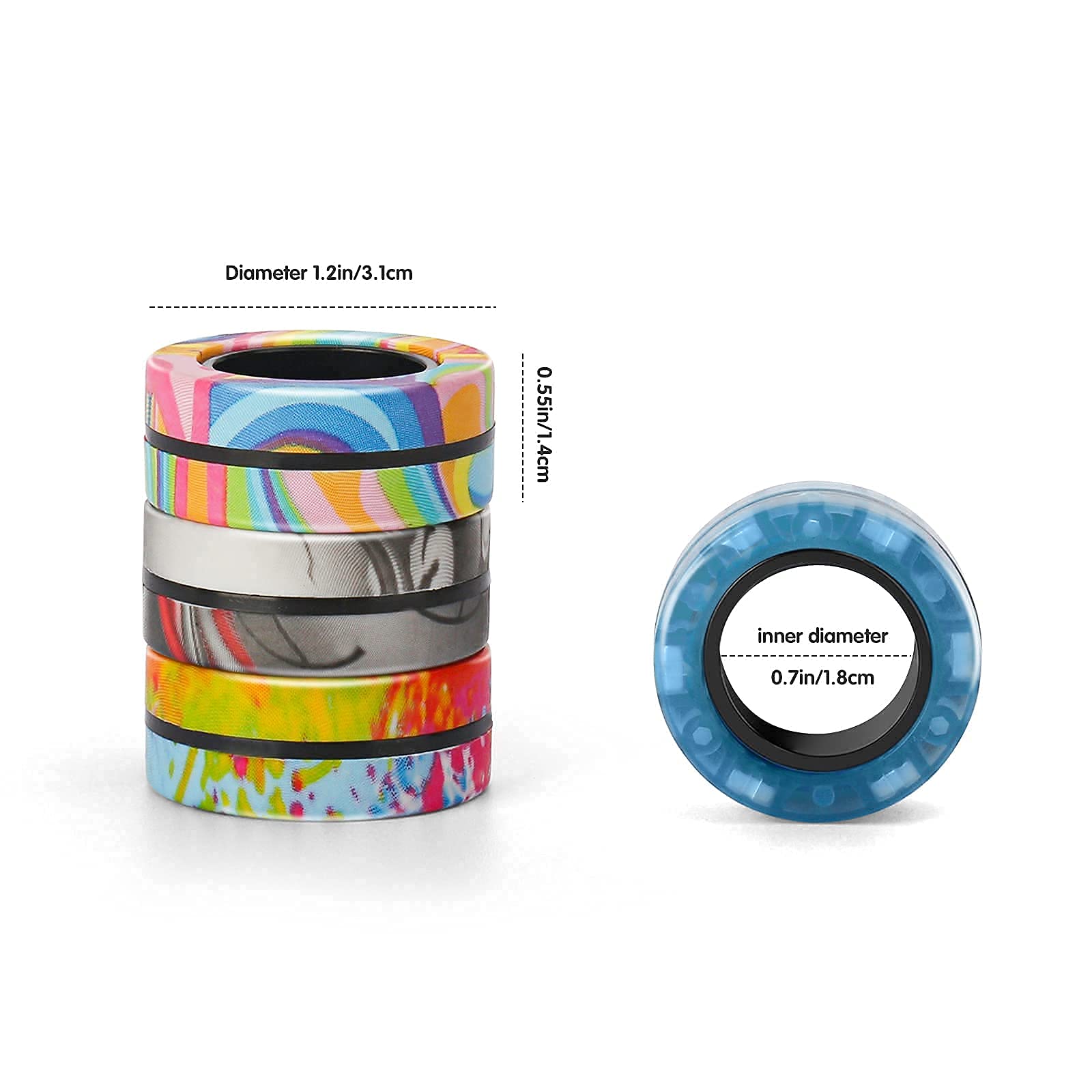 Magnetic Rings Fidget Toy Set, Idea ADHD Fidget Toys, Adult Fidget Magnets Spinner Rings for Anxiety Relief Therapy, Fidget Pack Great Gift for Adults Teens Kids