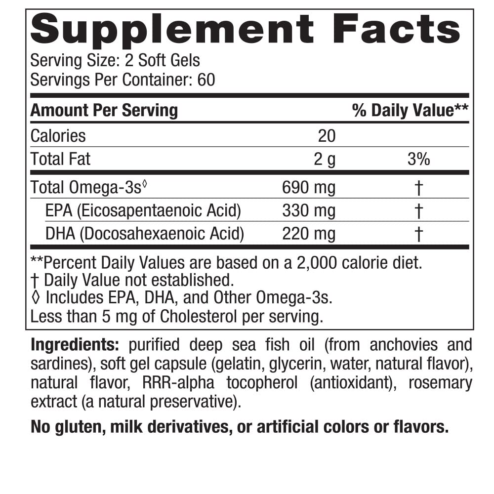 Nordic Naturals Omega-3, Lemon Flavor - 120 Soft Gels - 690 mg Omega-3 - Fish Oil - EPA & DHA - Immune Support, Brain & Heart Health, Optimal Wellness - Non-GMO - 60 Servings