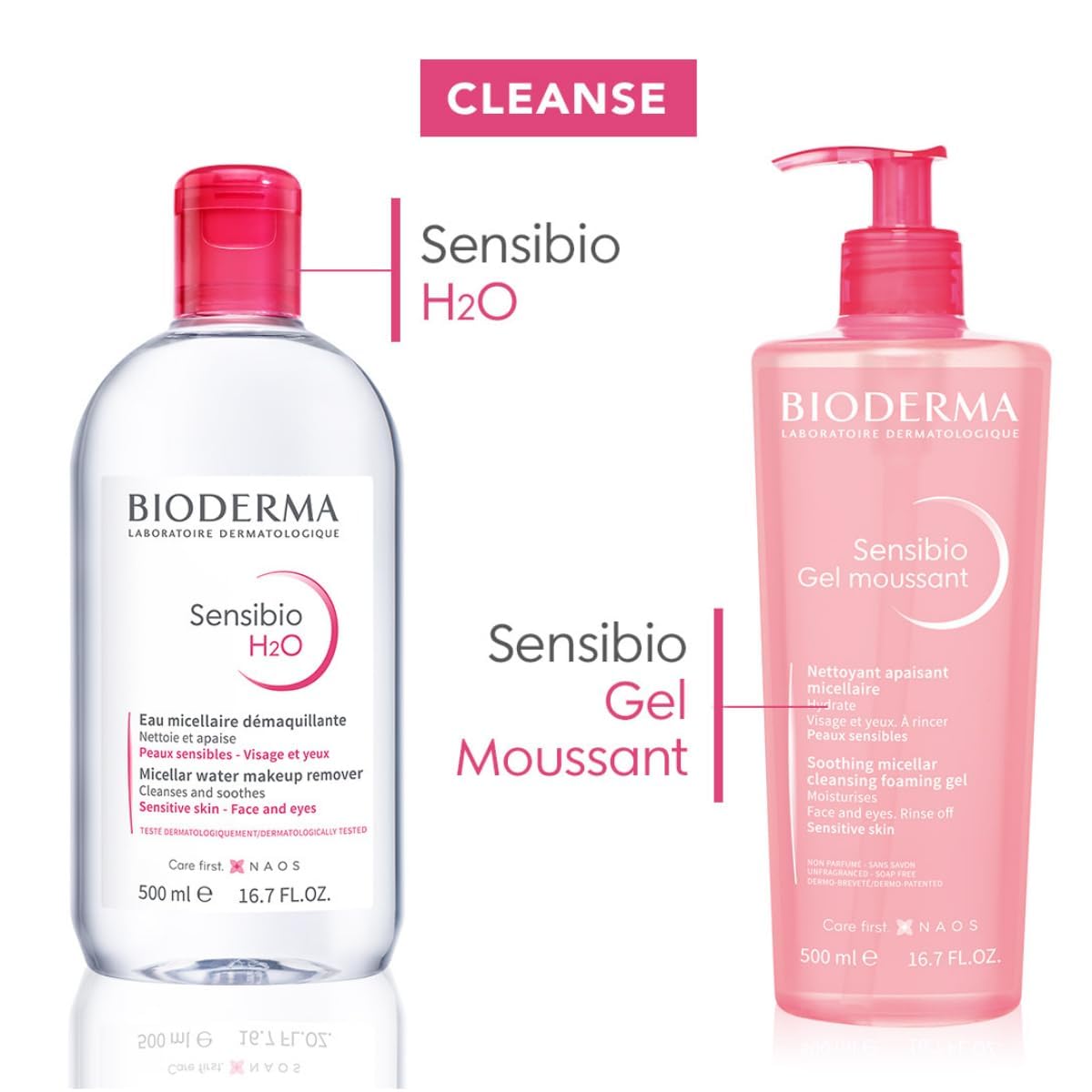 Bioderma - Sensibio - H2O Micellar Water - Makeup Remover Cleanser - Face Cleanser for Sensitive Skin