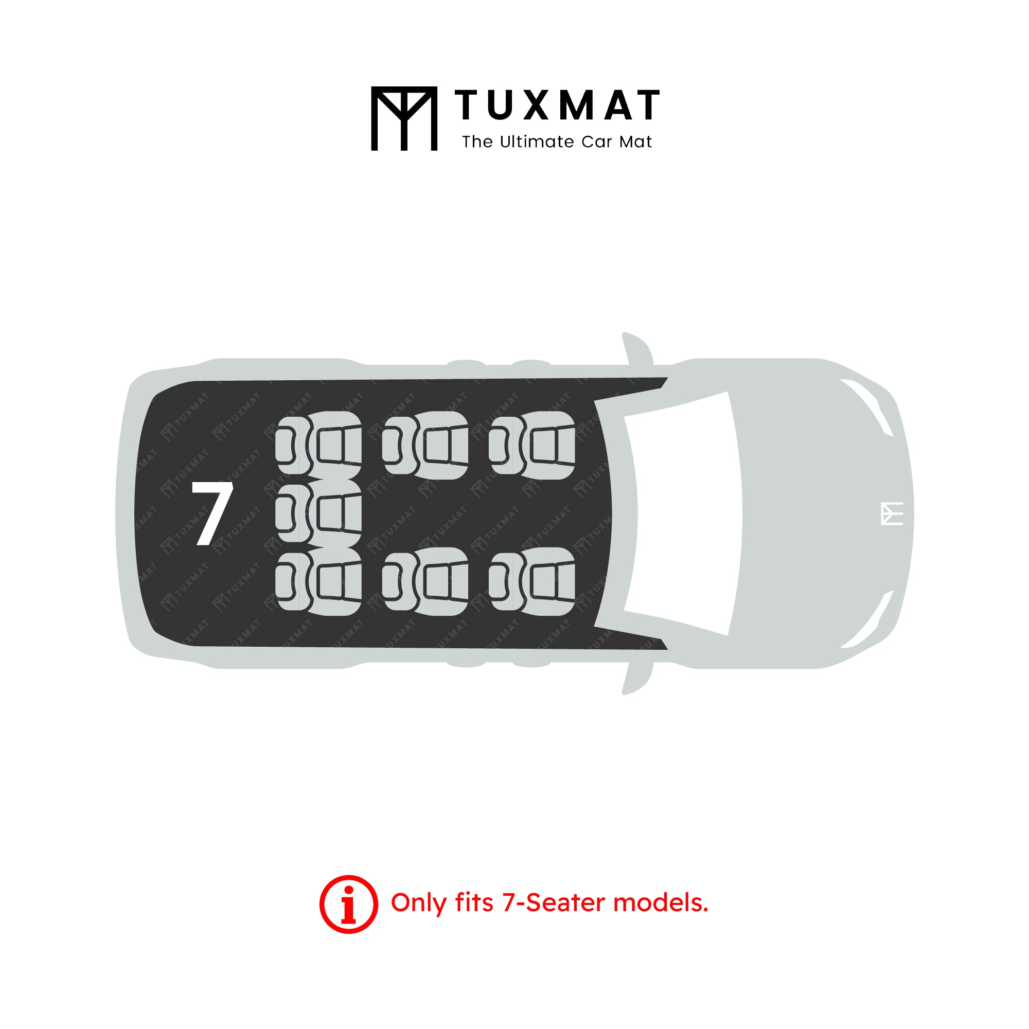 TuxMat - for Kia Telluride 7-Seater 2020-2025 Models - Custom Car Mats - Maximum Coverage, All Weather, Laser Measured - This Full Set Includes 1st, 2nd and 3rd Rows