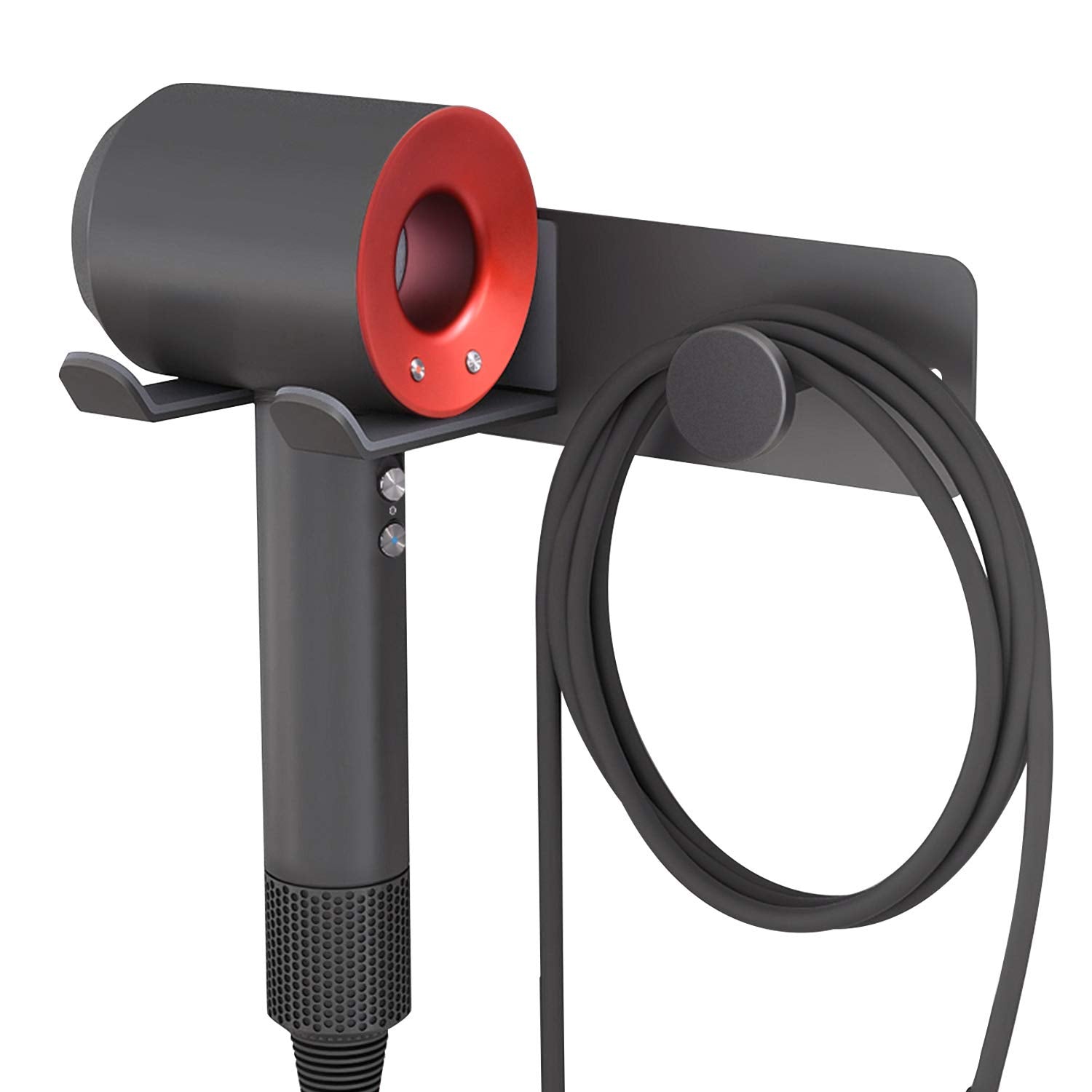 Hair Dryer Holder Wall Mounted, Stainless Steel Self Adhesive Blow Dryer Holder Rack for Dyson Supersonic Hair Dryer,Black