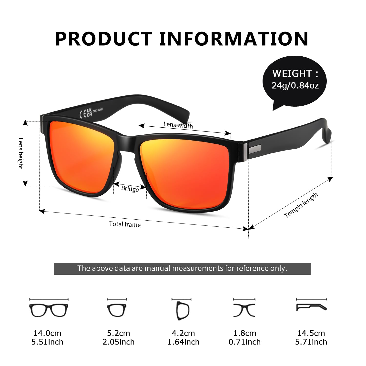 kimorn Polarized Sunglasses for Men and Women,UV Protection Rectangular Sun Glasses (Red)