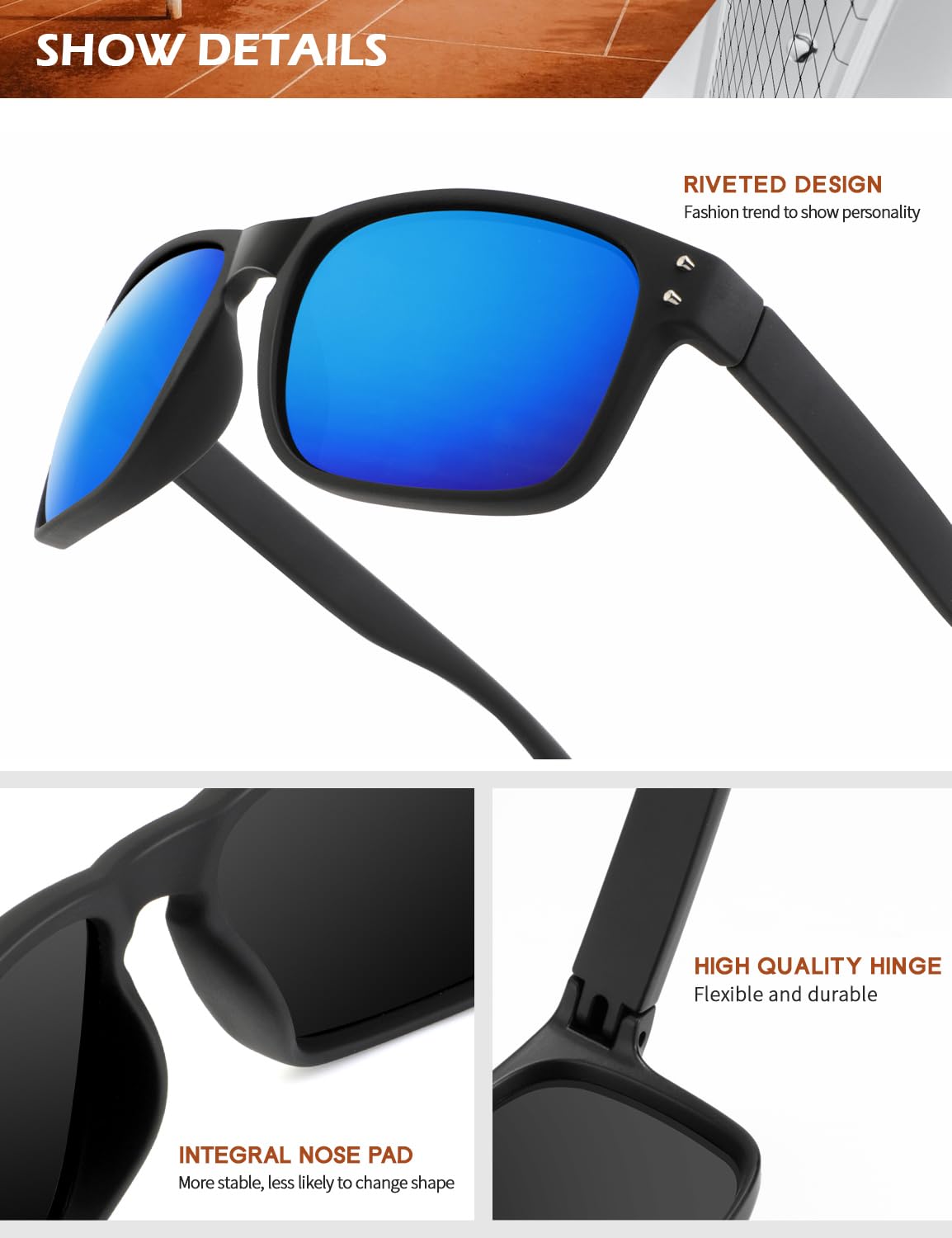 KALIYADI Polarized Sunglasses for Men Women, Mens Sunglasses Polarized UV Protection, Vintage Sun Glasses for Fishing Running Driving (3 pack)