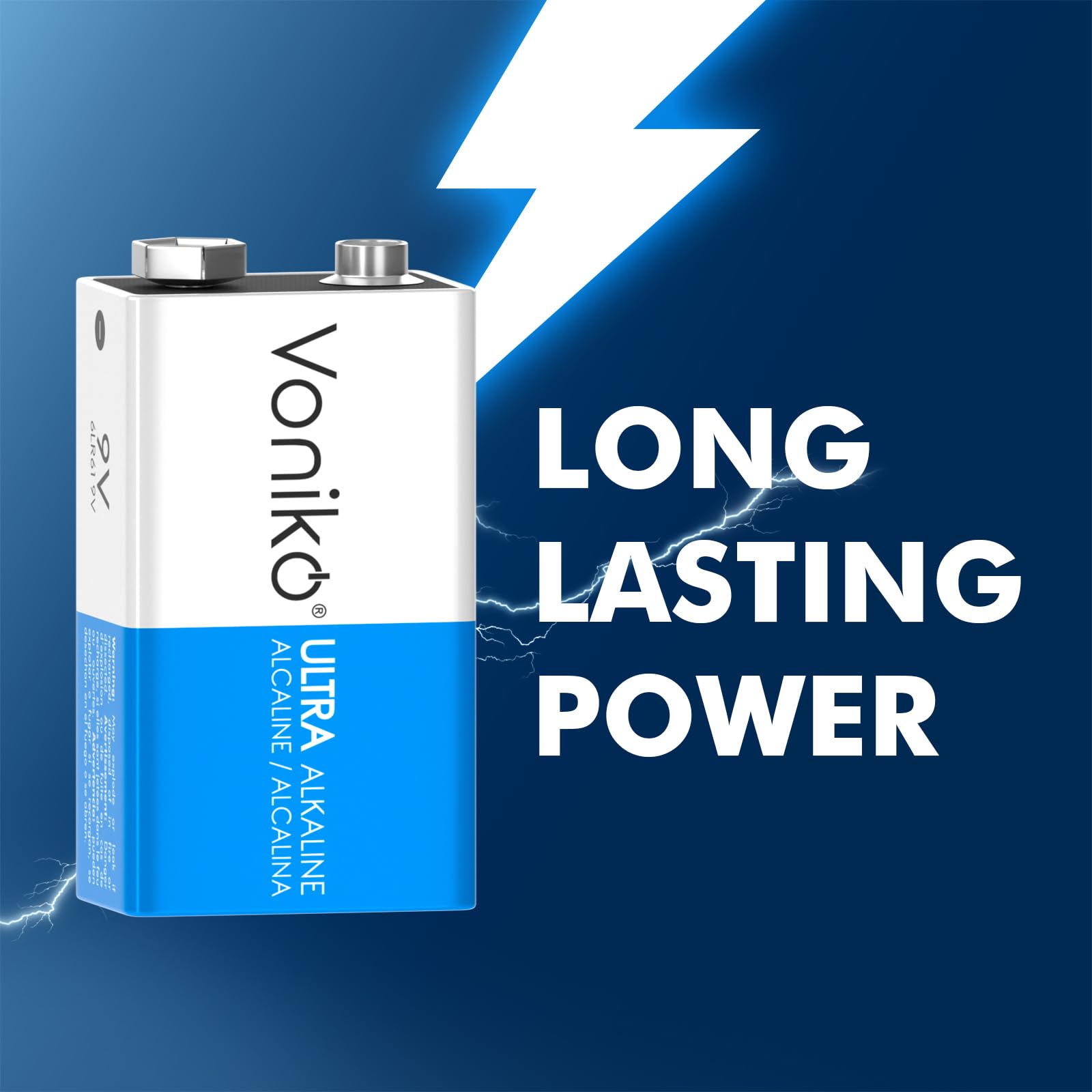 Voniko 9V Batteries - Alkaline 9V Battery 8 Pack - Ultra Long Lasting with a 7 - Year Shelf Life