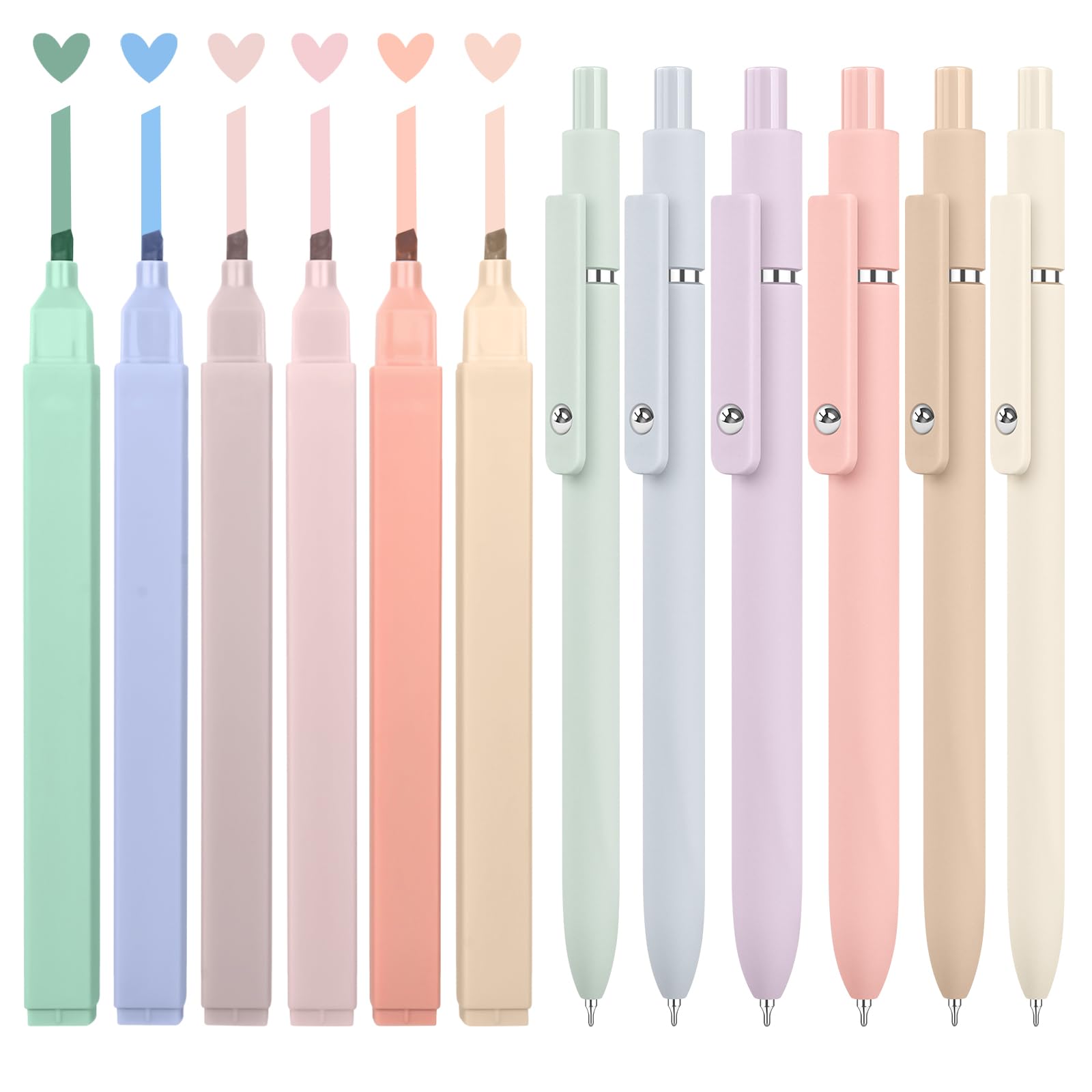 12 PCS Aesthetic Bible Highlighters and Gel Pens, Cute School Supplies for College Study, Preppy Stuff, Office Desk Accessories for Journaling Planner Note Taking College Essentials Nurse Supplies