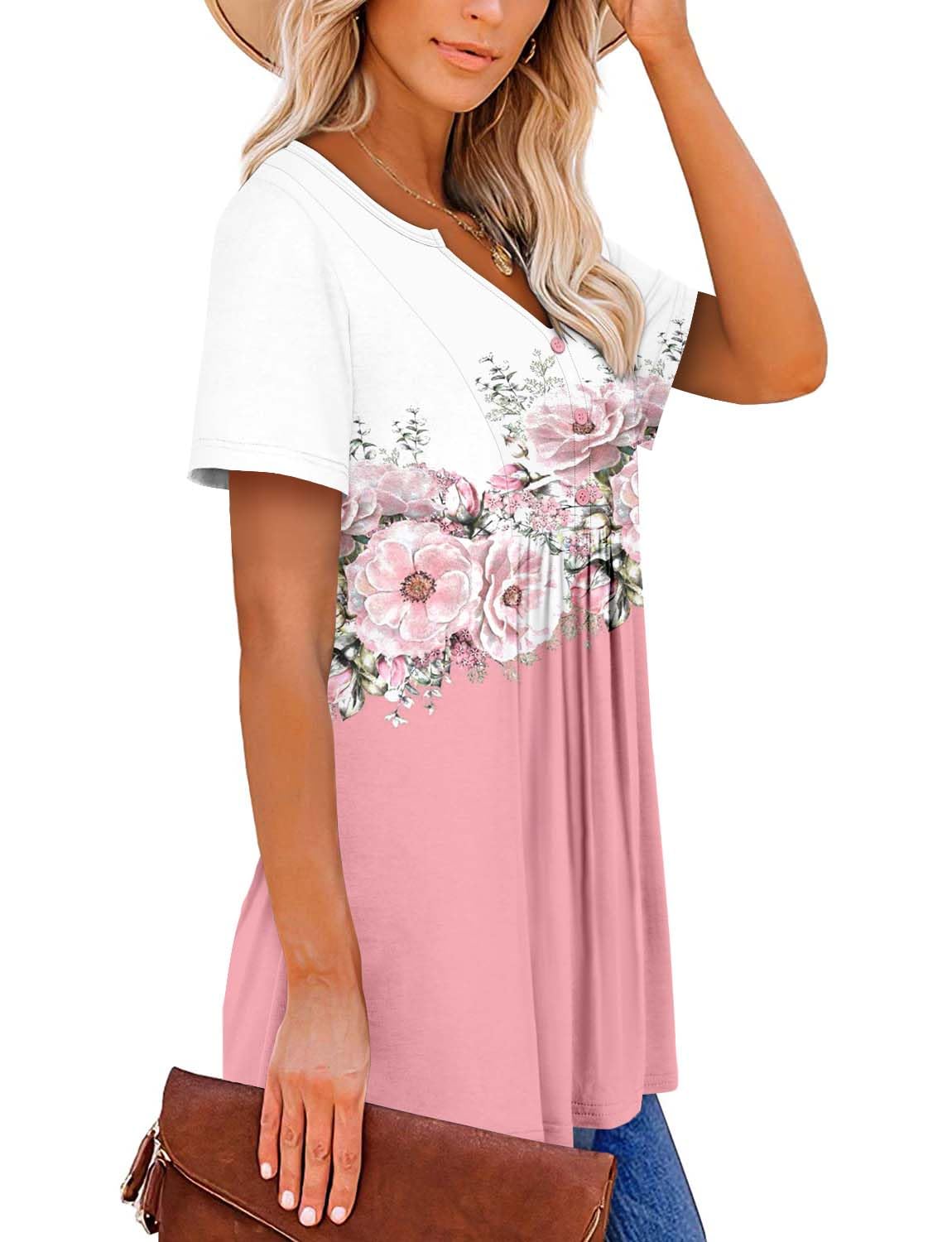 BETTE BOUTIK womens top to hide belly loose fit summer tops for women shirts for young women dressy casual WhitePink X-Large