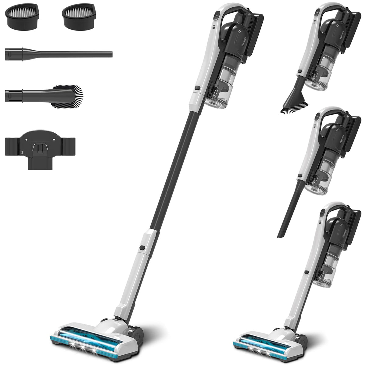 Prisvacs Cordless Vacuum Cleaner, 25 Kpa Ultra-Lightweight Stick Vacuum with Anti-Tangle Floor Brush, 250 W Brushless Motor, 2500 mAh Fast Charging Battery for Pet Hair Floor Carpet Stair Car