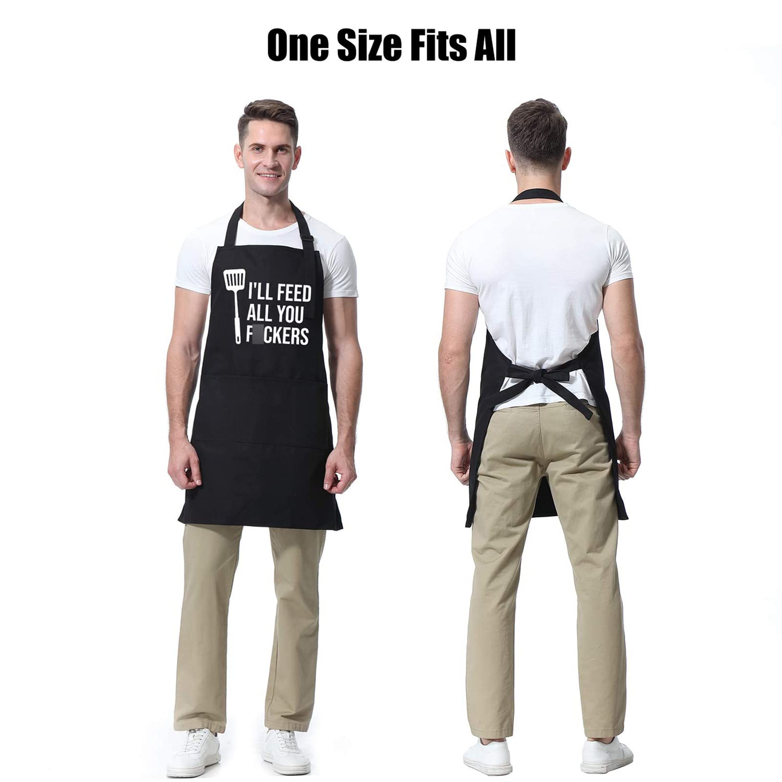 Miracu Funny Cooking Aprons for Men Women - Dad Gifts, Funny Gifts for Men Mom - Fathers Christmas, Birthday Gifts for Dad Step Dad Brother Boyfriend Husband - Cool BBQ Grilling Chef Apron for Men