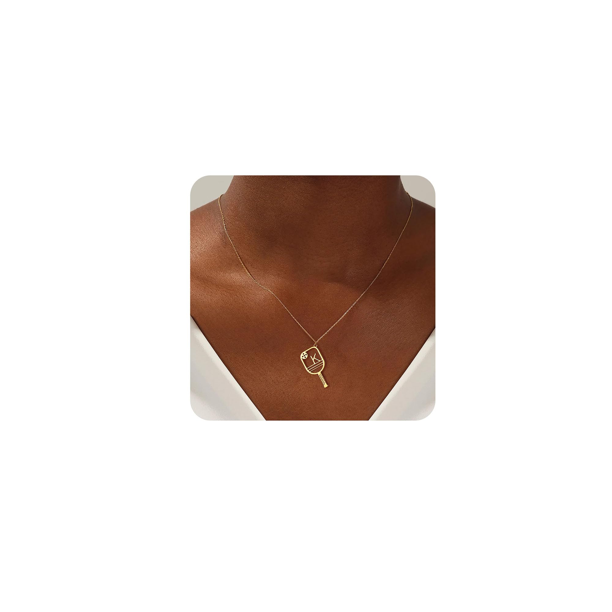 Turandoss Dainty Gold Necklaces for Women - Pickleball Gifts for Women Gold Initial Necklaces for Women Letter K Gold Necklaces for Women Girls Gifts Pickleball Paddles Necklaces for Girls Jewelry