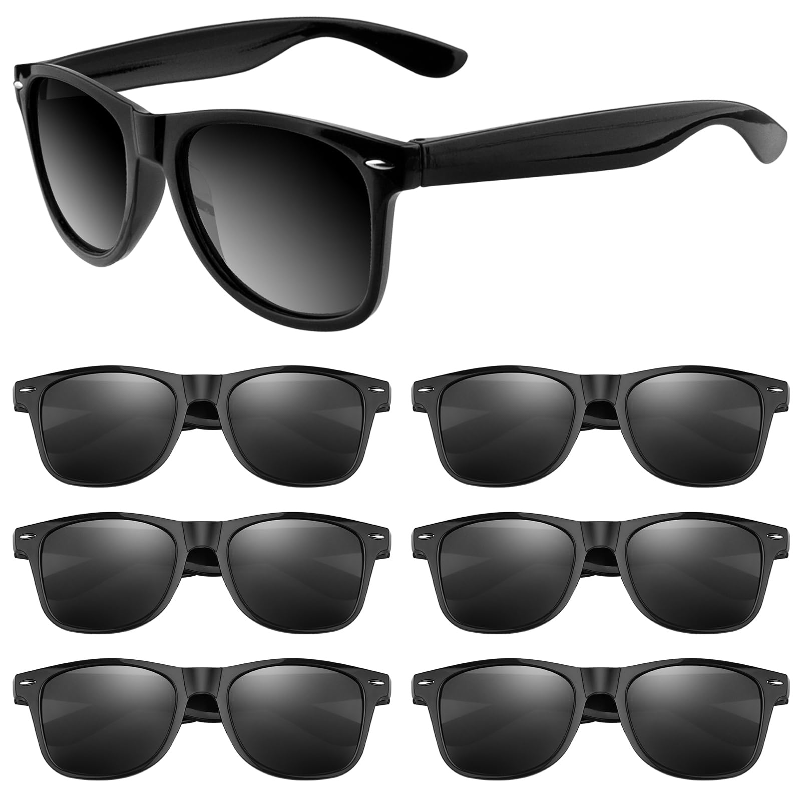 ASTARON Black Novelty Sunglasses Bulk, 6 Pack Black Novelty Sunglasses Party Favors for Summer Beach Pool Wedding Party,Great Gift for Pool, Birthday Party Supplies Goody Bag Favors
