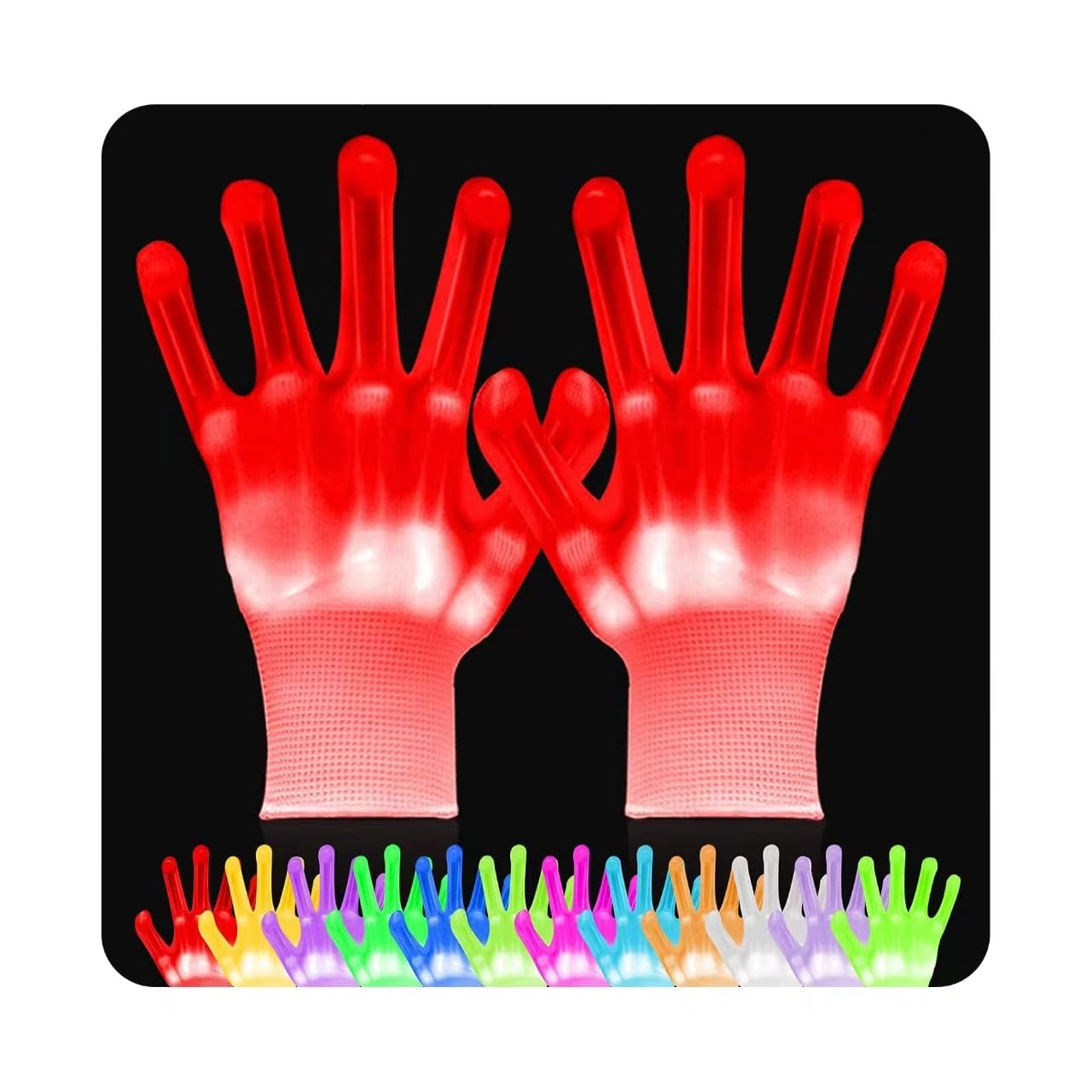 VICSPORT Cool Toys LED Gloves 12 Color Changeable Lights Halloween Costumes Light Up Gloves Cool Fun Gifts Stocking Stuffers for Chrismas Halloween Light up Shows Dance Carnival Party Props