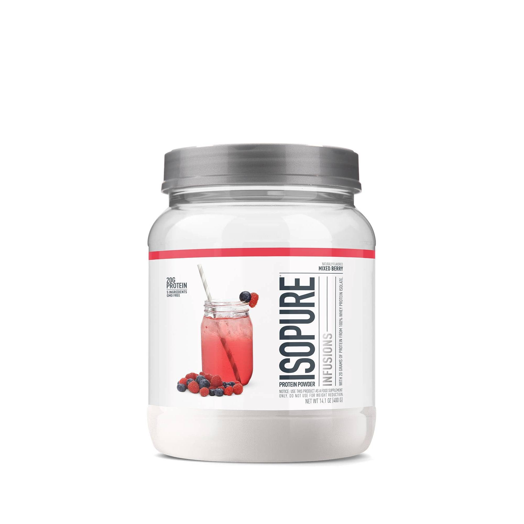 Isopure Protein Powder, Clear Whey Isolate Protein, Post Workout Recovery Drink Mix, Gluten Free with Zero Added Sugar, Infusions- Mixed Berry, 16 Servings