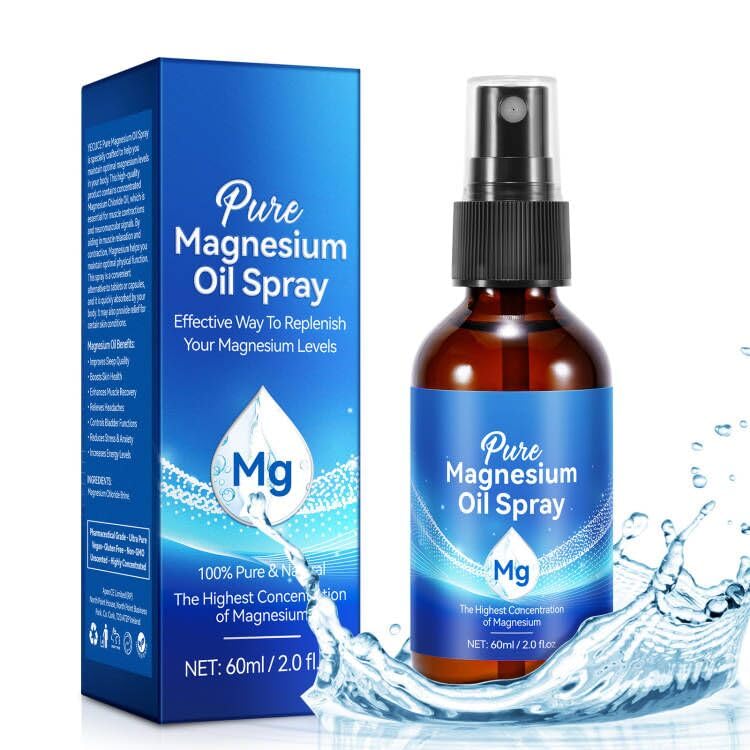 Magnesium Oil for Feet, Magnesium Spray, 100% Pure & Organic Natural Magnesium Oil Spray Glass Bottle, Easy to Absorb & Use, Magnesium Oil Spray for Feet