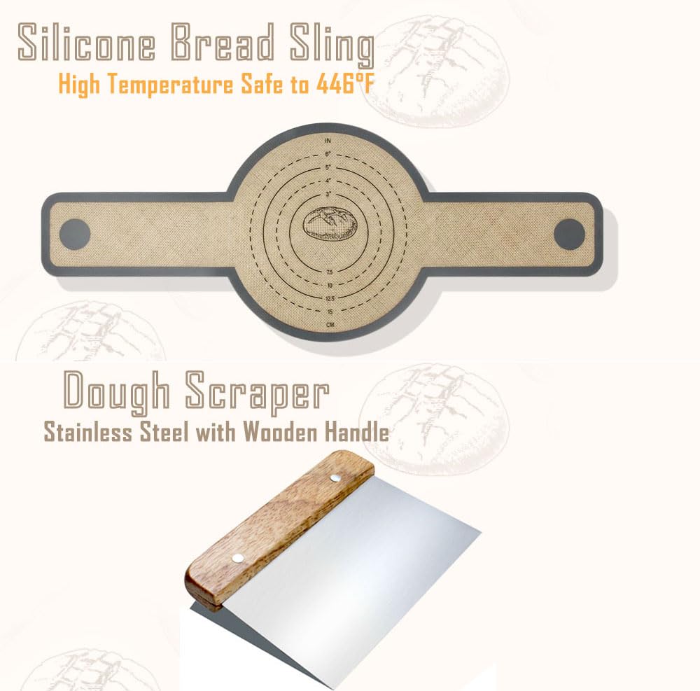 Dough Whisk Bread Making Tools Kit, Sourdough Silicone Bread Sling, Bread Lame Dough Scoring Tool & Dough Cutter Bread Baking, Bread Making Supplies Tools, Sourdough Bread Baking Gift Set