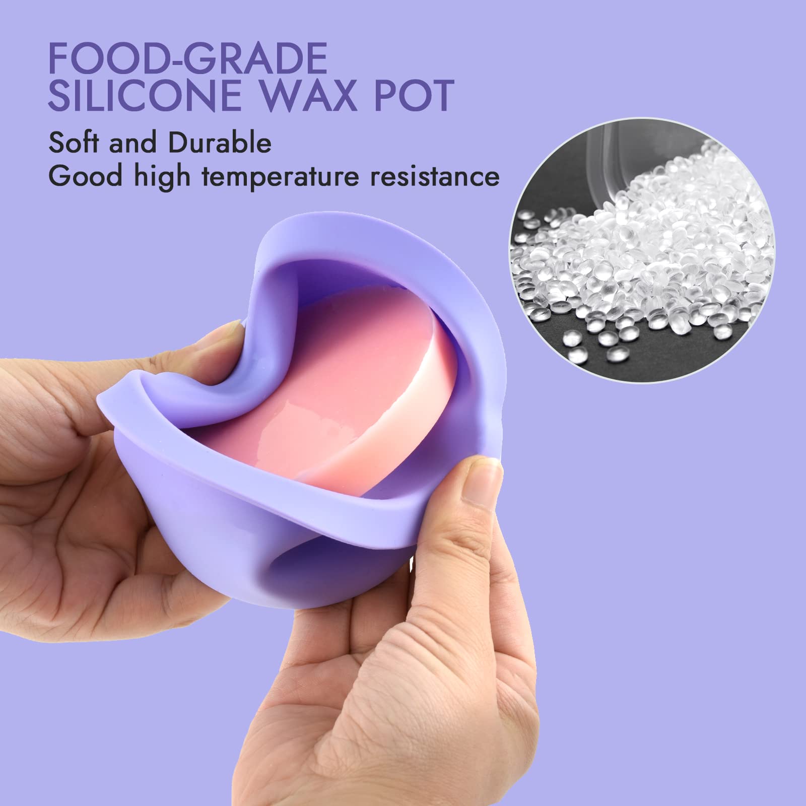 Removable Silicone Wax Warmer Liner Pot and Microwave-Safe Waxing Replacement Bowls - Easy to Clean and Reuse, 14oz Capacity, 3-Pack Non-Stick Containers