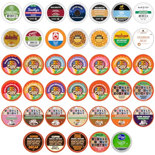 Crazy Cups Candy Cane Coffee Flavored Coffee Pods, Medium Roast Holiday Flavored Decaf Coffee, Festive Candy Cane Decaf Holiday Coffee for Keurig K Cup Brewers, 22 Count