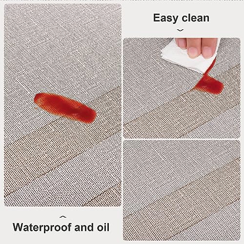 Vonabem 100% Waterproof Rectangle PVC Tablecloth, Vinyl Table Cloth Cover with Flannel Backing Oil Spill Proof Wipeable Table Cloths for Indoor Outdoor（Coffee Stripe,52x70IN