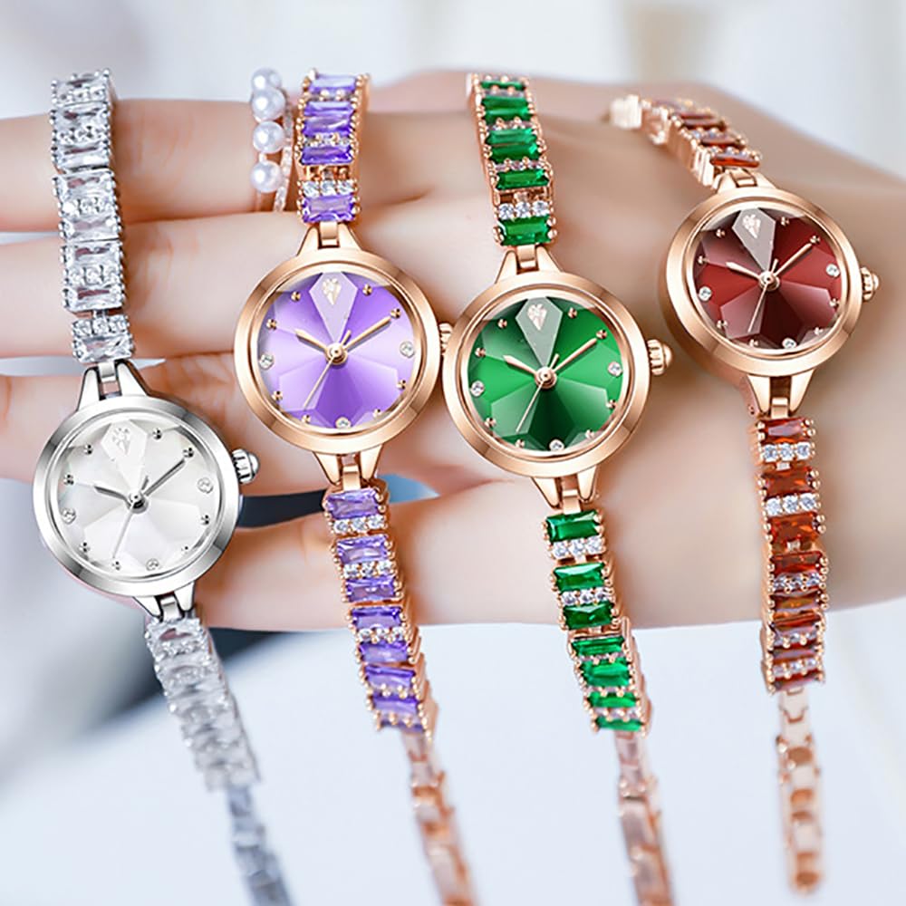 BESTKANG Crystal Women's Watch Diamond Fashion Luxury Elegant Waterproof Women's Wrist Watch (Purple)