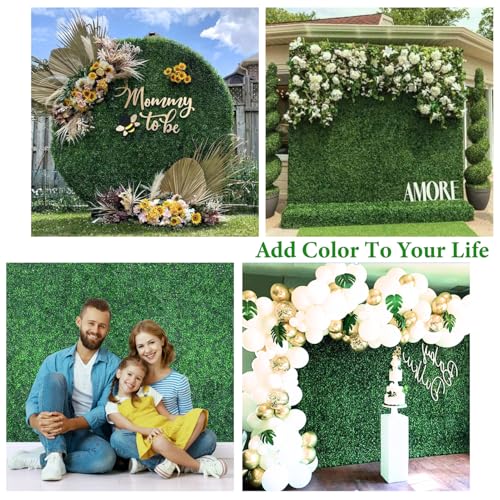 HEDGE MAZE Grass Wall Panels 12pc 10" x 10" Bowxood Panels with UV Protection, Suitable for Events, Shops, Offices Decor, Durable Wall Panels Backdrop