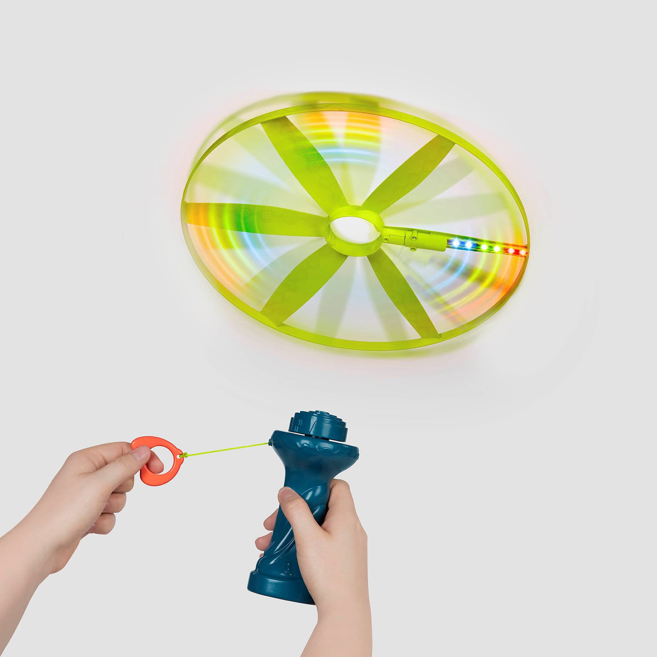 B. toys- Skyrocopter- Sports & Outdoors- Light-Up Disco Flyers– Flying Disc with Lights & Launcher For Kids 5 years +