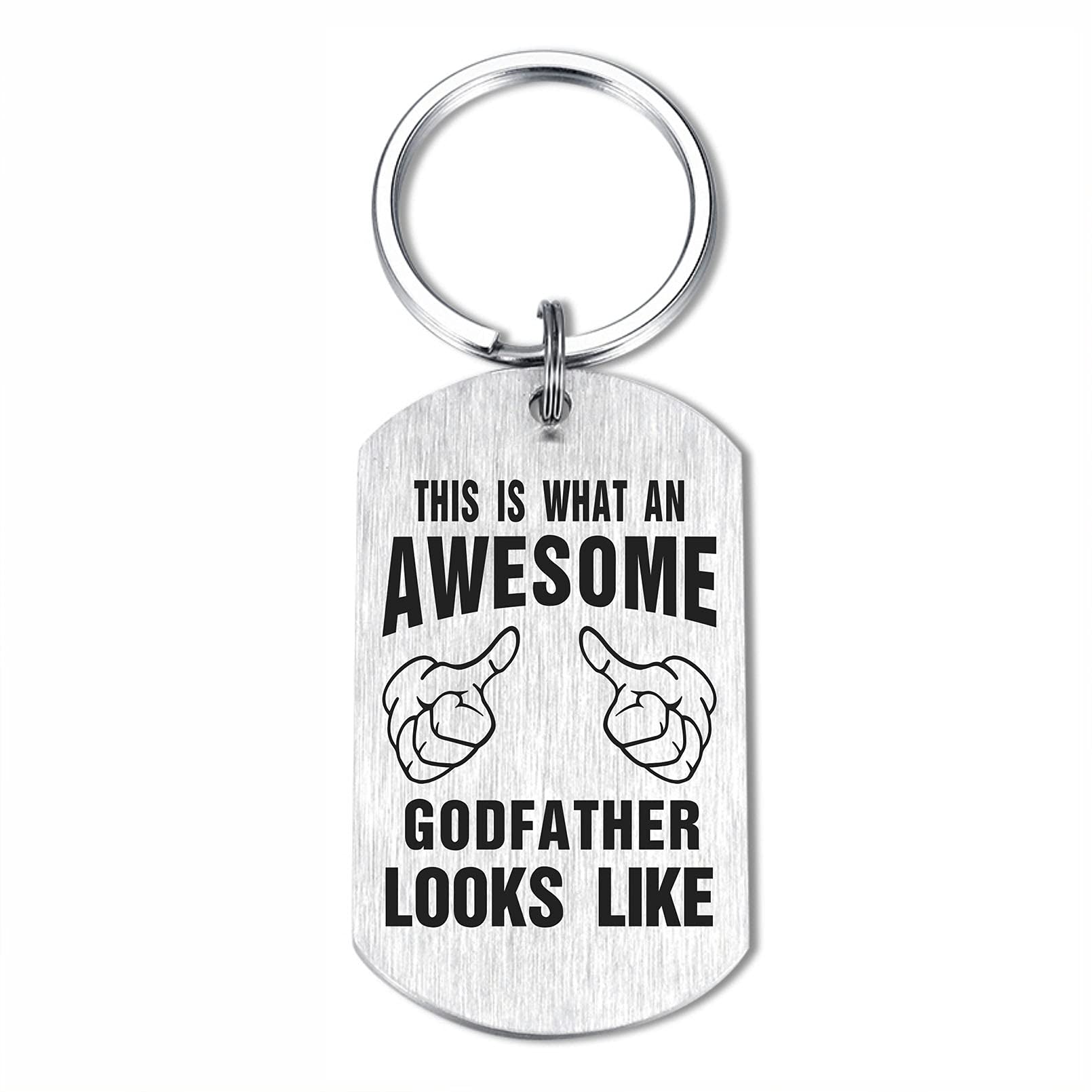 ABNTY Godfather Gifts from Godchild, Best Godfather Gift Keychain, This Is What An Awesome Godfather Looks Like