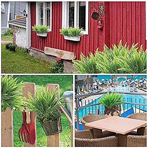 TURNMEON 12 Bundles Artificial Plants Summer Decor Fake Plants Greenery Faux Plant Boston Fern Outdoor UV Resistant Artificial Flowers Plants Outside Indoor for Home Decor