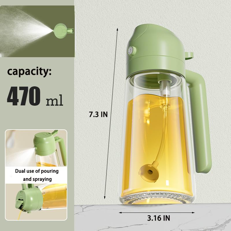 NIKKIER Oil Sprayer for Cooking,470ml Olive Oil Spritzer,Oil Sprayer for Air Fryer, Salad,BBQ,Roasting