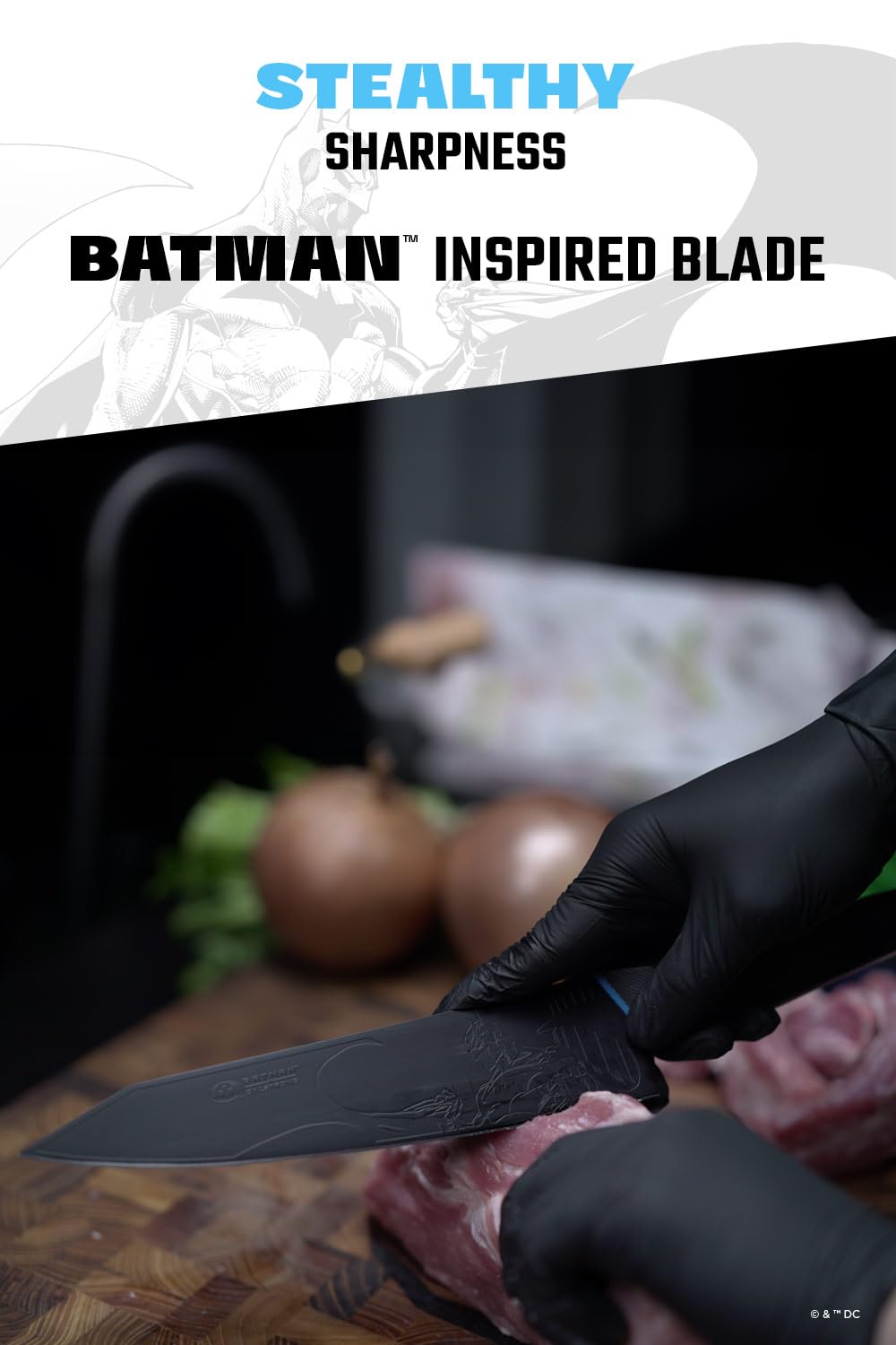 Dalstrong Chef Knife Professional-8 inch-BATMAN™ DC Licensed SBS Edition-7Cr17MoV Steel- Black Knife Titanium Coated-Collection Item-G10 Handle Chef Knife-Paring Knife w/Sheath-Comic Figures