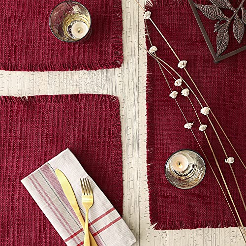 DII Linen Tabletop Collection Machine Washable, Placemat Set, 14.5x20.5, Cranberry, 4 Piece
