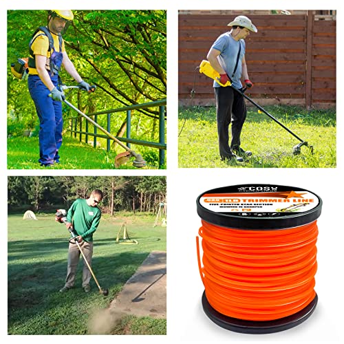 COSY GARDEN TOOLS String Trimmer Line, Commercial Grade Orange Pentagon Weed Eater String, Premium Nylon Universal 0.080" Diameter x 1LB, by 525 Foot
