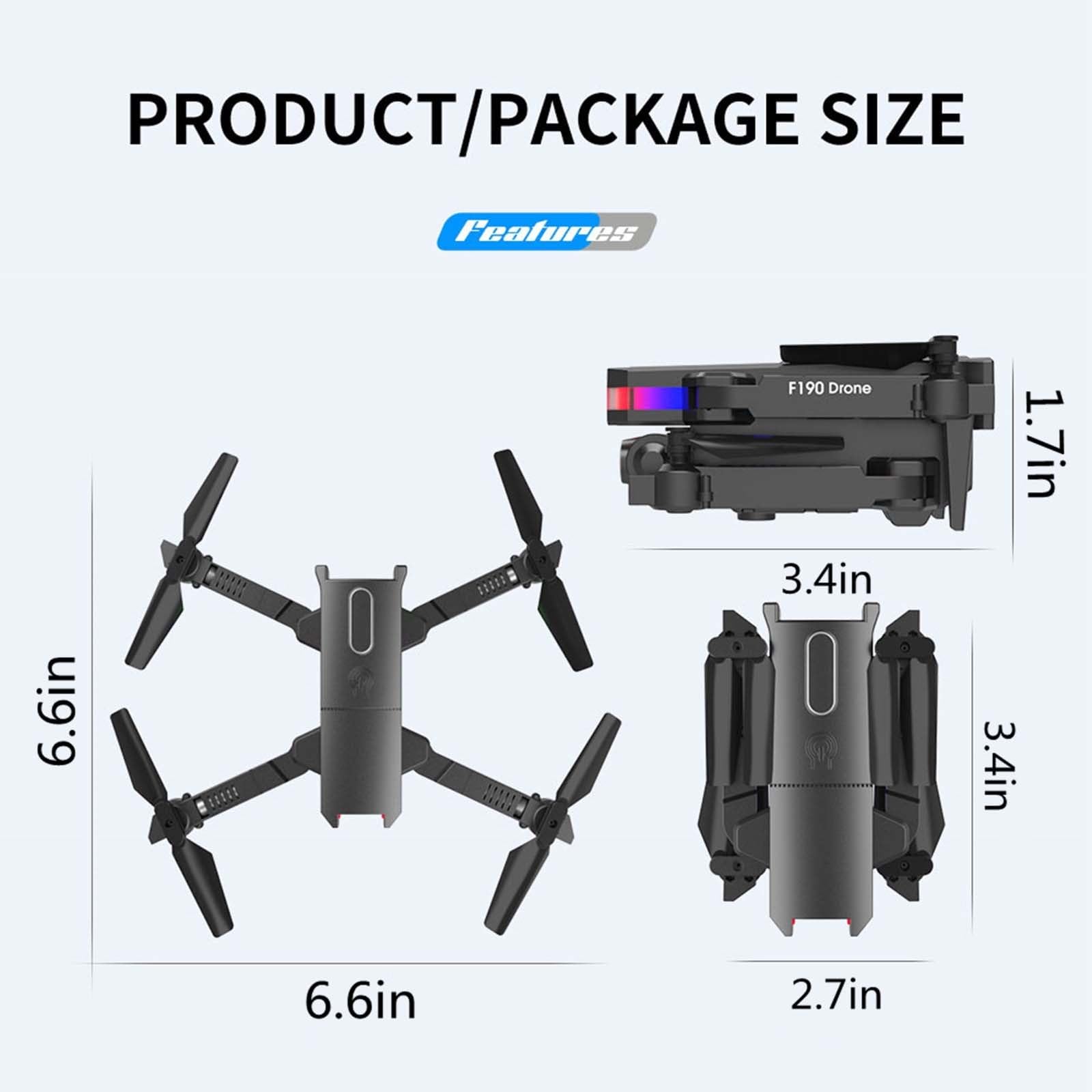 Generic HD Drone - 4K Camera 2.4Ghz WIFI Drone with 6-Axi Gyroscope & Scroll 360 & Headless Mode Remote Control Quadcopter Gift for Beginner Kids - Multifunctional Protable Foldable Drone (Black)