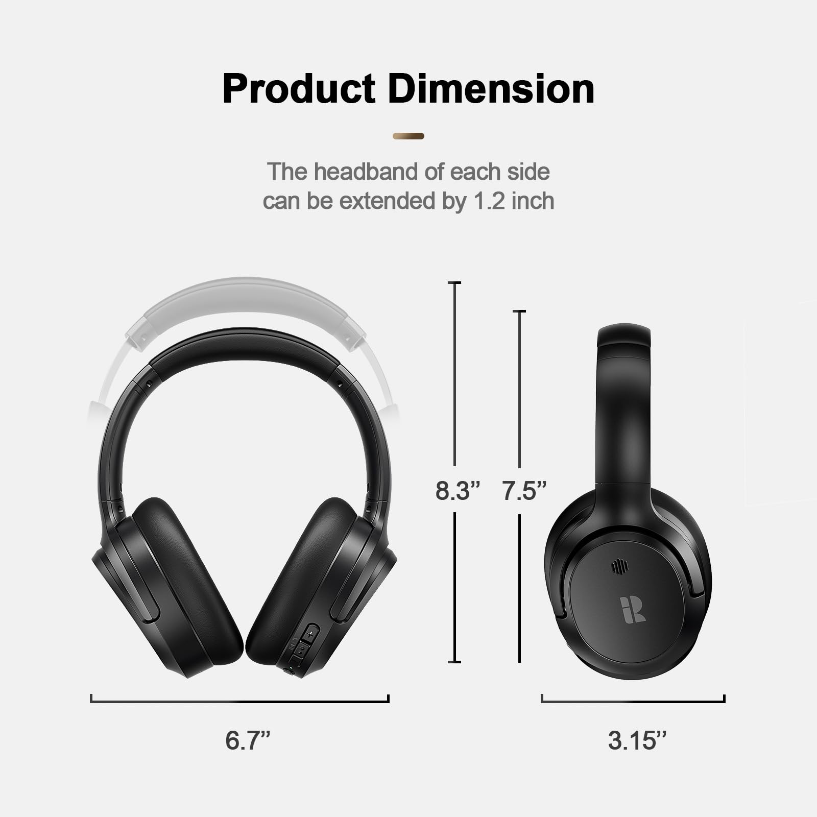 Bluetooth Headphones, Hybrid Active Noise Cancelling Wireless Headphones Over Ear with Microphone, 140H Playtime, Transparency Mode, Deep Bass, Clear Calls, Comfort fit for Travel, Home Office