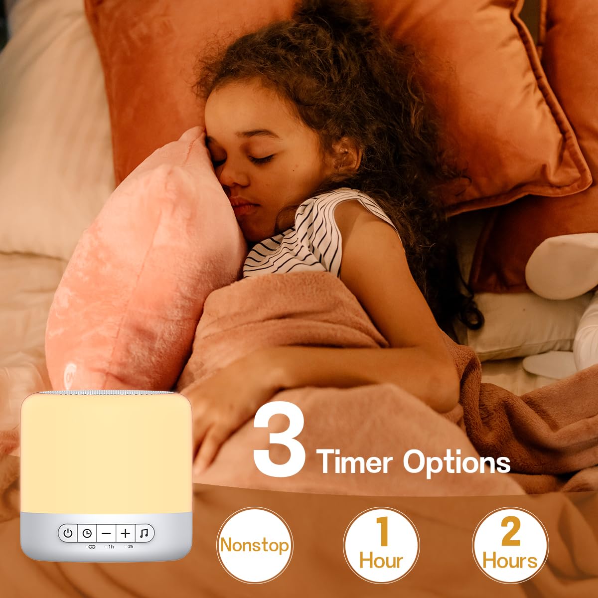 Easysleep White Noise Sound Machine with 30 Soothing Sounds 12 Night Light 32 Volume 3 Timers Portable Sleep Aid Machine for Office Noise Canceling Nursery Travel Lullaby & Rain Sound for Baby, Adults