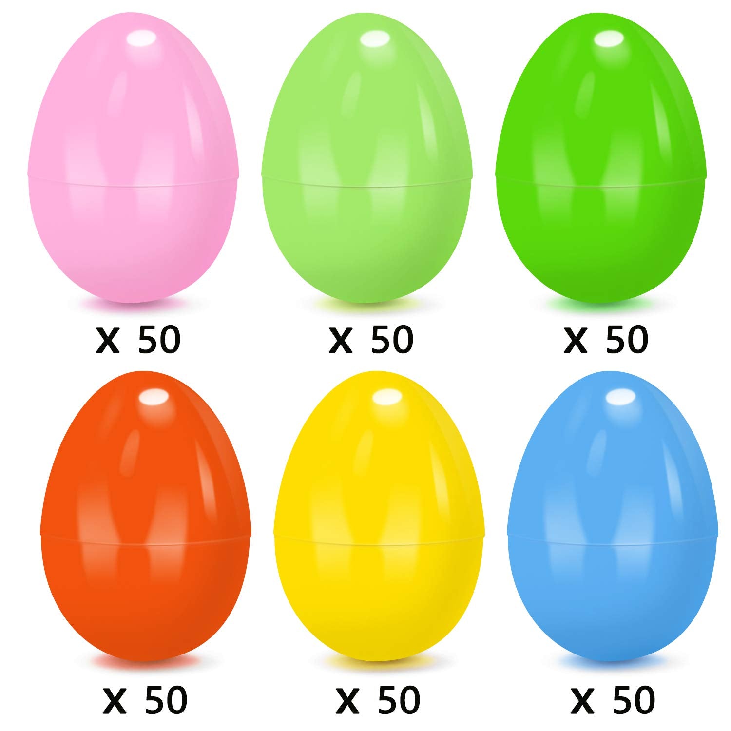 CCINEE Plastic Easter Eggs 2.36 Inch Bright Color Empty Eggs for Easter Gift Filler 300pcs