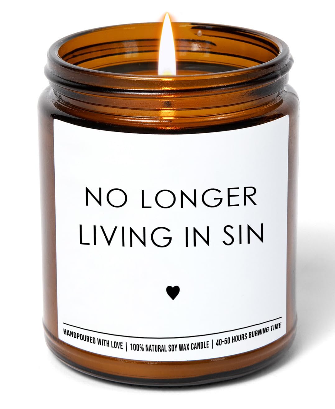 No Longer Living in Sin - Unique Couple Wedding Gift for Bride and Groom - His and Hers Anniversary Present Husband and Wife - Funny Engagement Gifts for Him and Her - 9 oz Soy Wax Candle