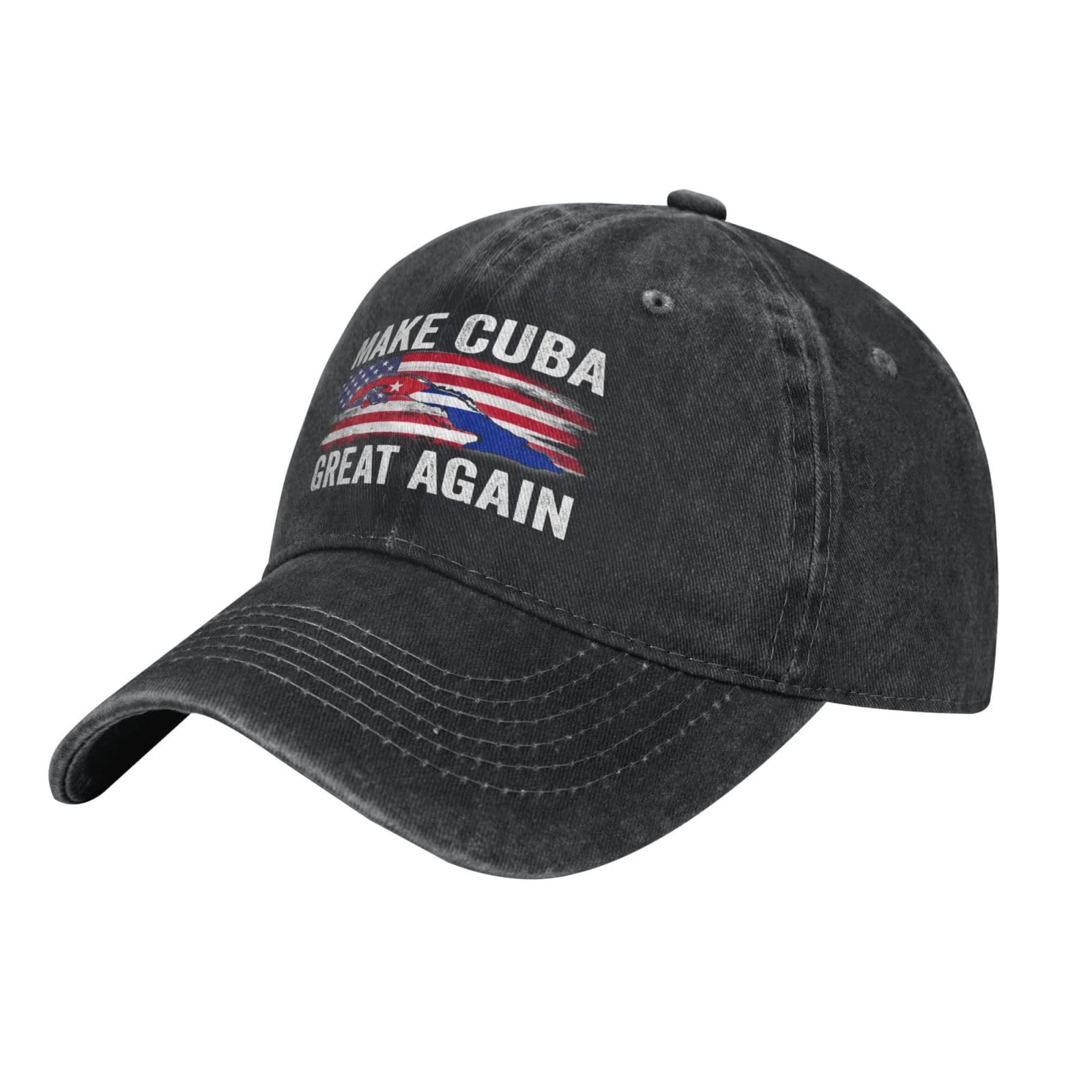 muciioa Make Cuba Great Again hat Cuban Flag Cotton Cap Black