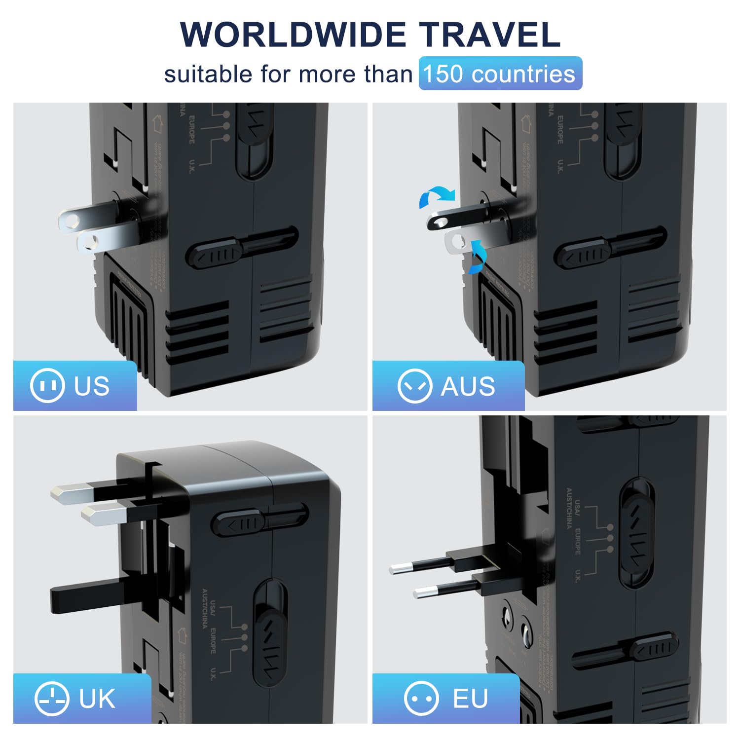 FUNPRO 2000W Voltage Converter Travel Adapter Step Down 220V to 110V for Hair straighteners, laptops, Cell Phones, Power converters from USA to Europe, UK, Australia Over 200 Countries