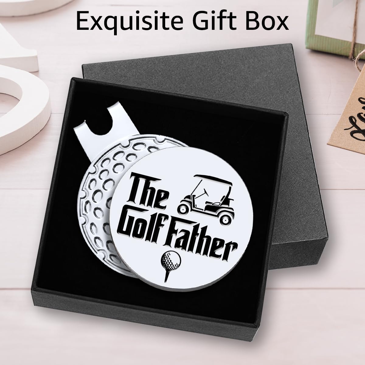 Hafhue The Golf Father Golf Ball Marker with Magnetic Hat Clip, Funny Golf Accessories and Golf Gifts for Men Dad Grandpa, Birthday for Golf Fan Golfer Golf Lovers