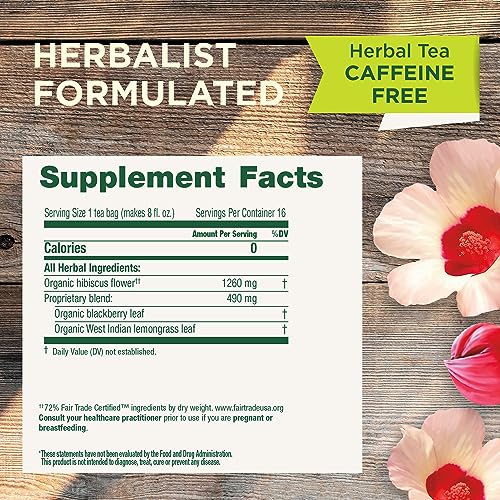 Traditional Medicinals Tea, Organic Hibiscus, Supports Your Cardiovascular System, 16 Tea Bags