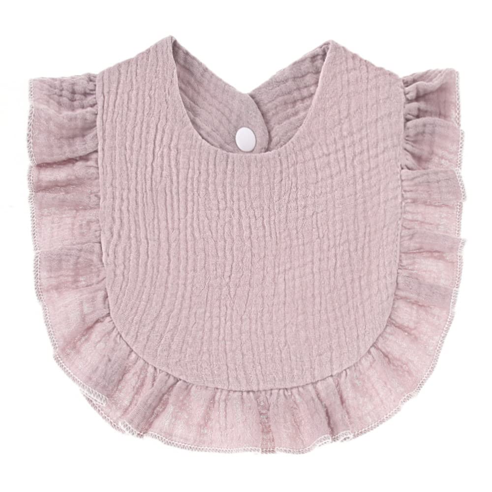 4 PACK Solid Muslin Baby Drool Bibs Set for Unisex Boys Girls Cotton Adjustable Teething Feeding Drooling Bibs (Pink Set)