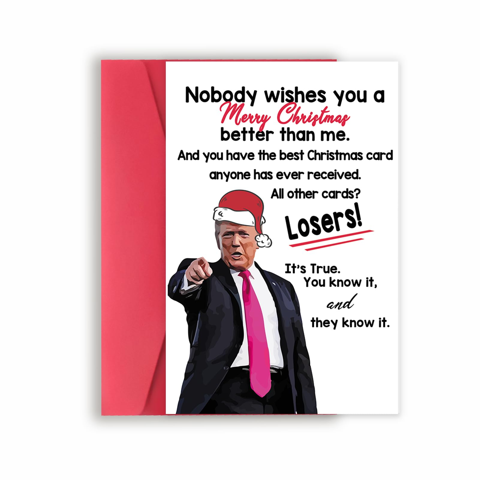 FANCYLUCKY Funny Trump Christmas Card for Wife Husband, Humor Christmas Gifts for Women Men, Happy Xmas Card for Mom Dad, Trump Themed Holiday Greeting Card for Her Him