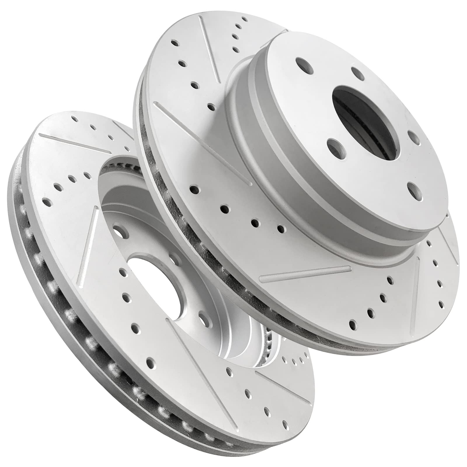 WEIZE Front Truck & Tow Brake Rotors Kit, CARBON FIBER Ceramic Brake Pads & Drilled/Slotted Brake Discs, Fit for Dodge Ram 1500 2006-2018, Durango Chrysler Aspen 07-09