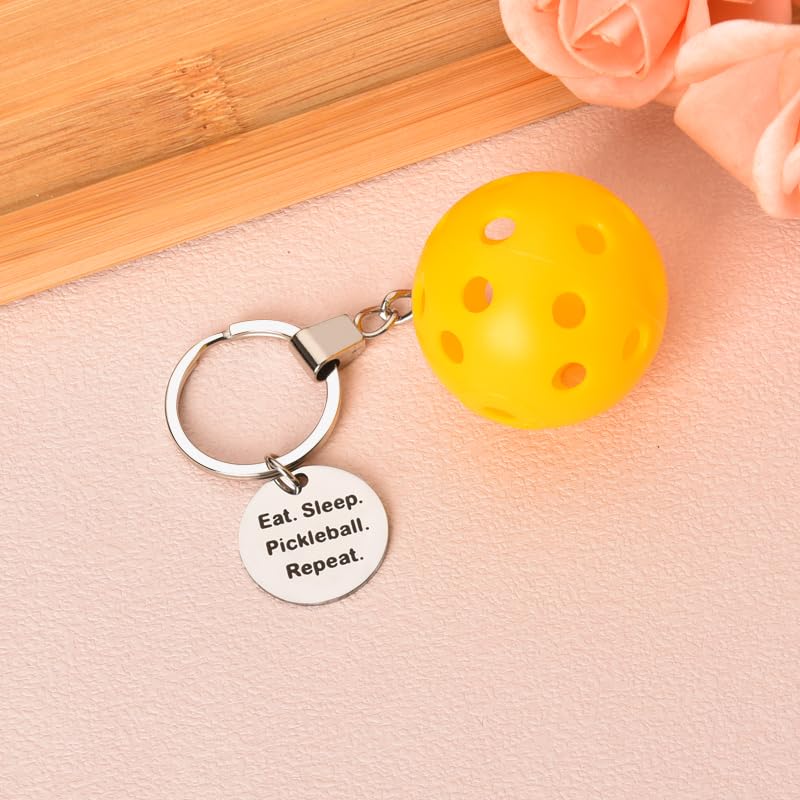 YALLNASL Pickleball Player Gifts for Women Men Pickleball Lover Gifts Keychain for Best Friend Inspirational Birthday Gifts for Mom Dad Eat Sleep Pickleball Repeat Keychain Gift for Pickleball Coach