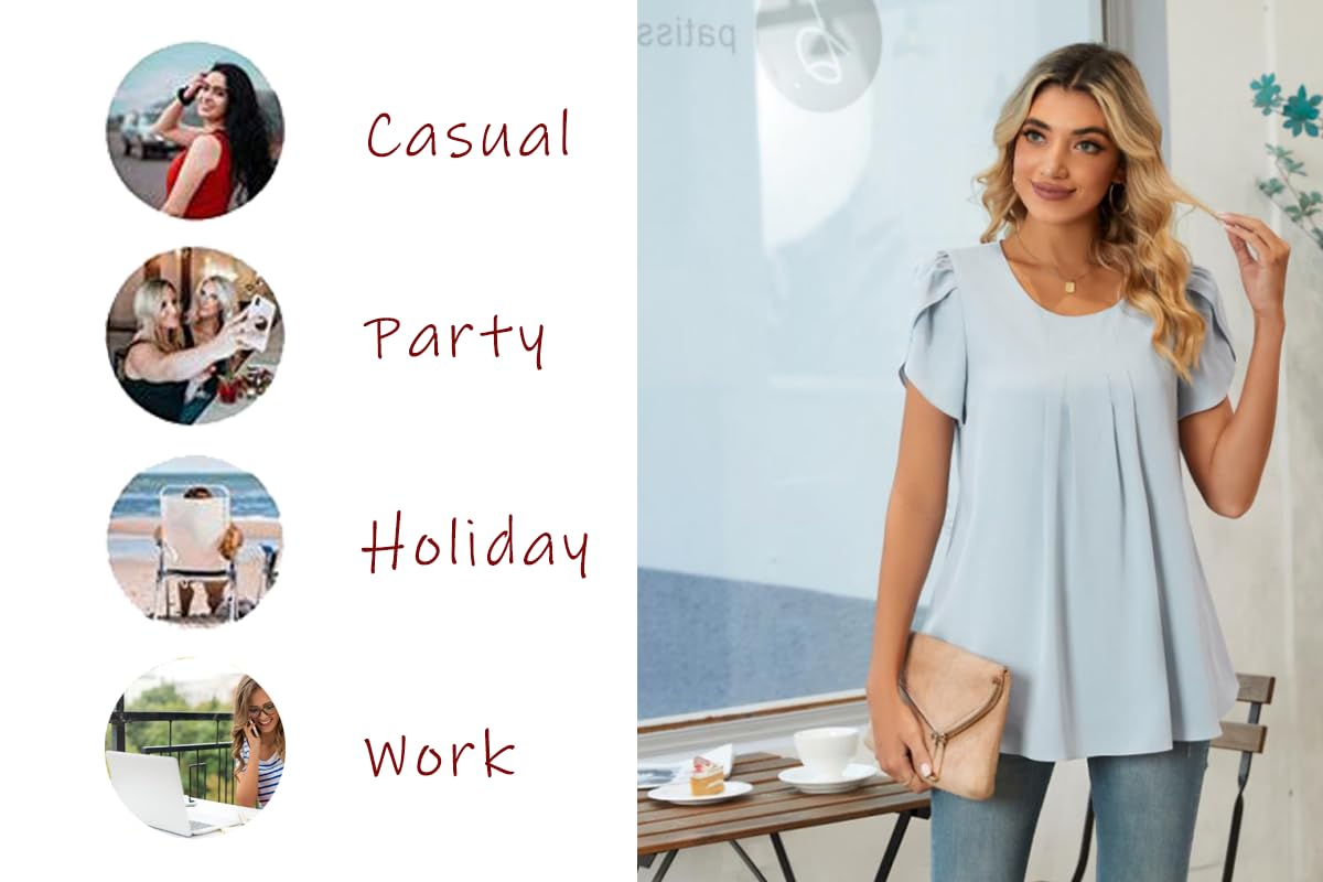 Bestbee Womens Plus Size Tops Dressy Casual Summer Chiffon Blouses Short Sleeve Dress Shirts Business Loose Fit Tunics, 3XL, Black Fl Beige
