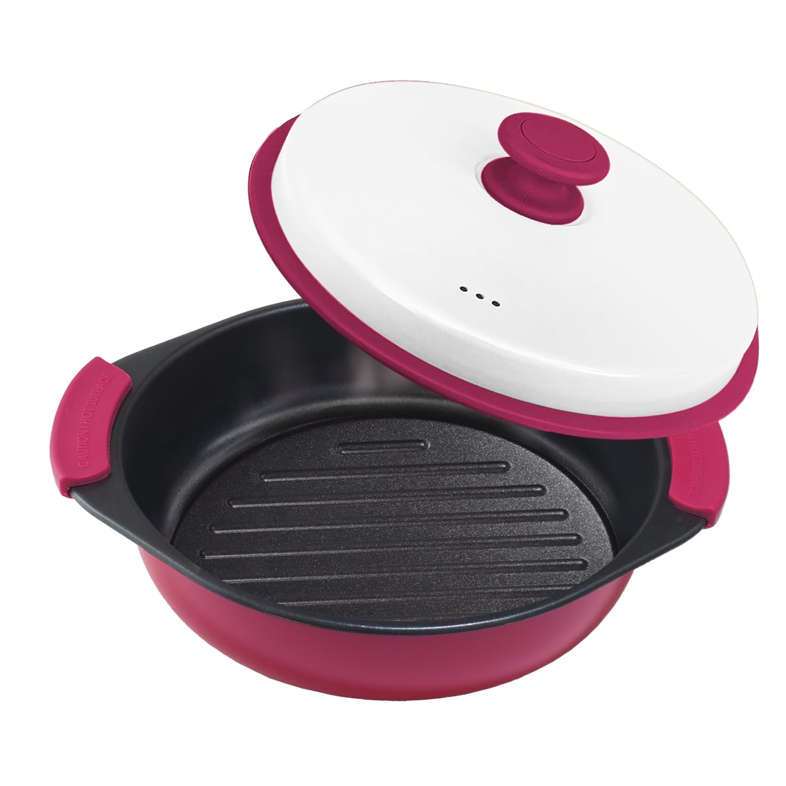 MKYSAIL Microwave Grill Pan,Microwave Bacon Cooker with Grill Marks for Grilling,Frying,Crisping &Cooking,Multi-Purpose Microwave Cookware with Lid,Safe for Family,Travel,Dorms
