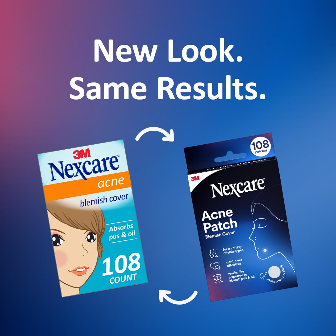 Nexcare Acne Cover, Skin Cover Absorbs Pus and Oil From Clogged Pores, Suitable Skincare for Most Skin Types - 108 Acne Covers