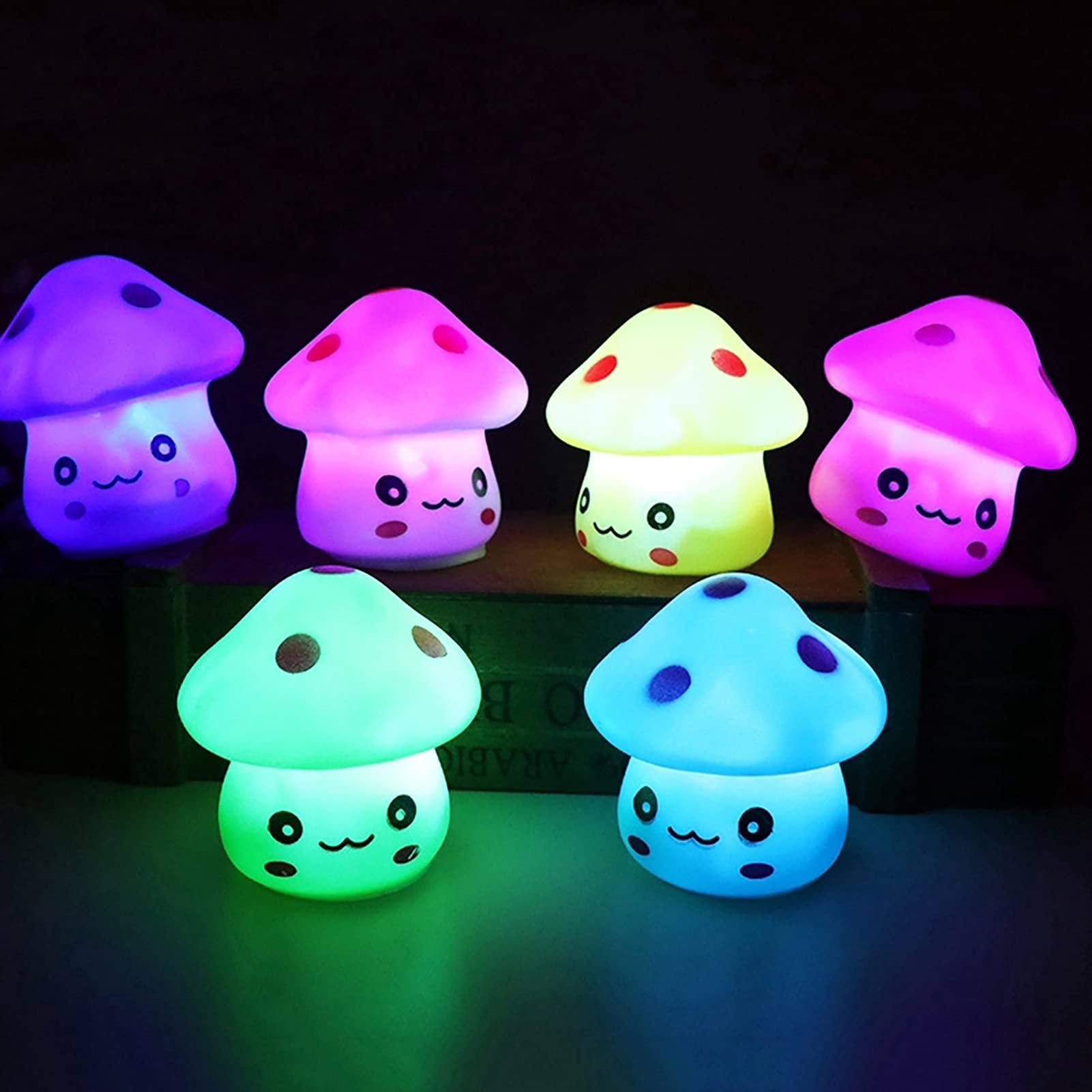 Tuelaly Cute Night Light, 1PC Night Light Fantastic Cute Vinyl Mushroom LED Light for Desk Decor Blue