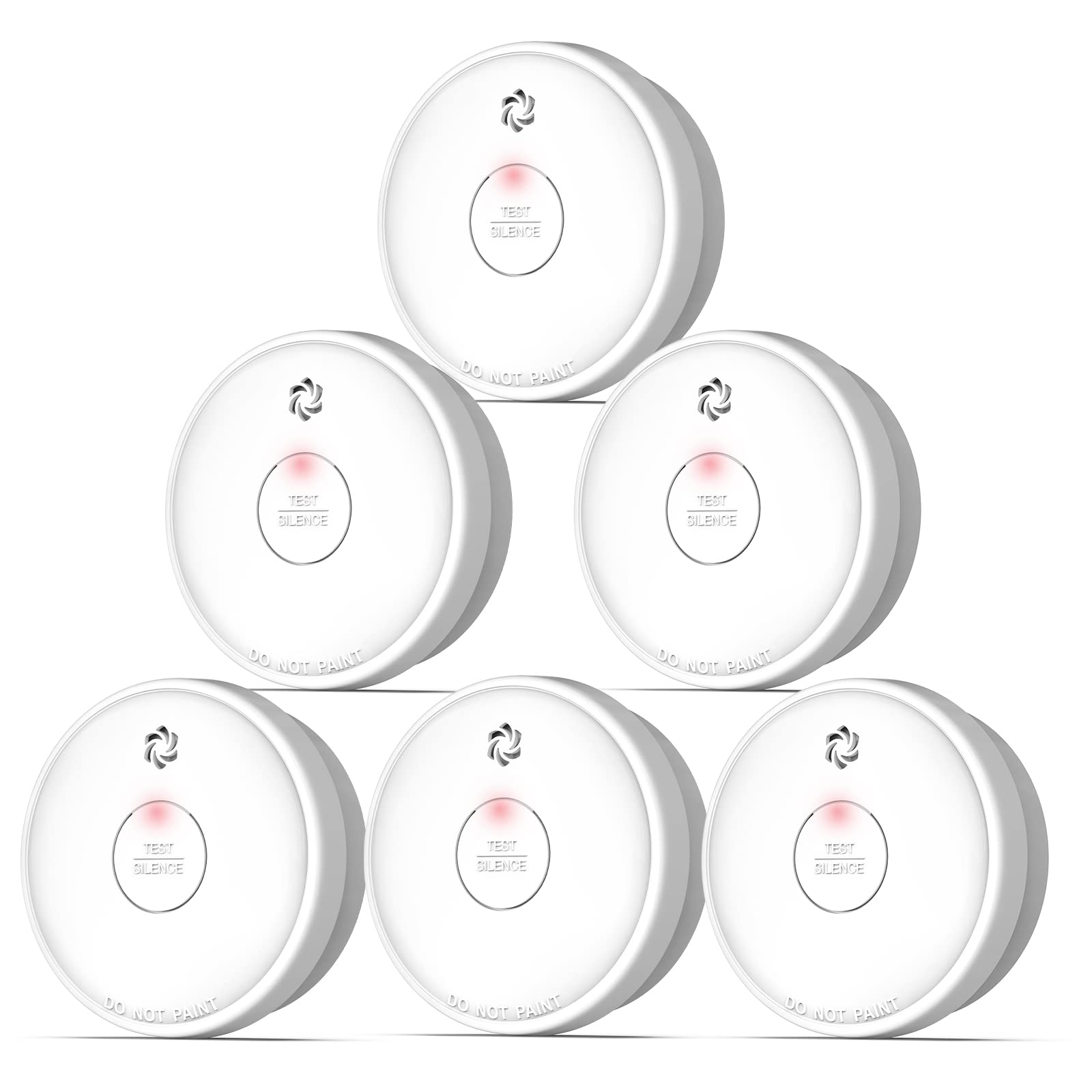 Fire Alarms Smoke Detectors, Smoke Alarm Battery Operated, 10-Year Product Life, Fire Alarm with Test Button & Low Battery Signal, Photoelectric Technology Fire Detectors for Bedroom and Home (6-Pack)