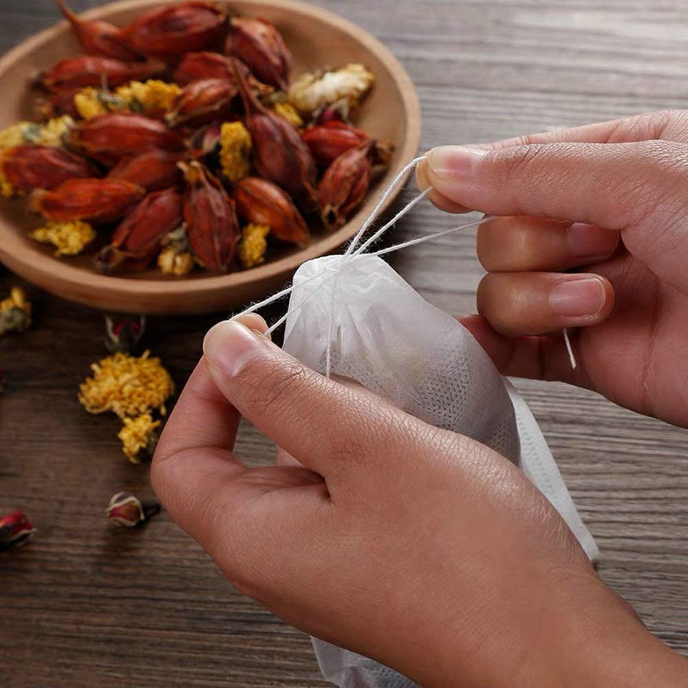 TamBee 100Pcs 5.9" x 7.87" Disposable Drawstring Tea infusers Tea Filter Bags for Loose Tea Herbs Spice Bags for Brew Tea Cold Brew Coffee（ 5.9" x 7.87" /15 x 20cm） (100)