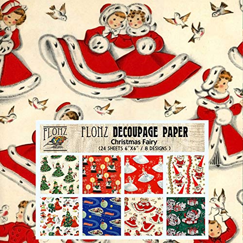 Decoupage Paper Pack (24 Sheets 6"x6") Flowers from Snow Queen's Garden # Vintage Styled Pattern Paper for Decoupage, Craft and Scrapbooking